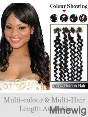 Black Curly Trendy Nail/U Tip Hair Extensions