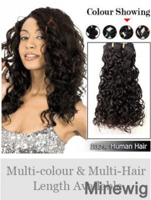 Curly Remy Human Hair Black Modern Weft Extensions
