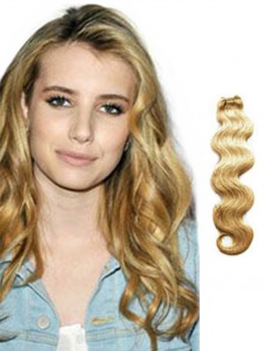 Wavy Remy Human Hair Blonde Beautiful Weft Extensions