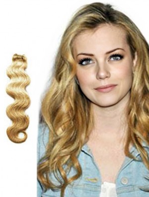 Wavy Remy Human Hair Blonde Beautiful Weft Extensions