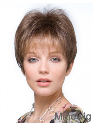 Short Falls Hairpieces Straight Style Brown Color Cropped Length Hair Toppers