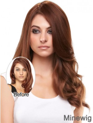 Sassy Auburn Wavy Remy Human Hair Clip In Hairpieces Hair Toppers